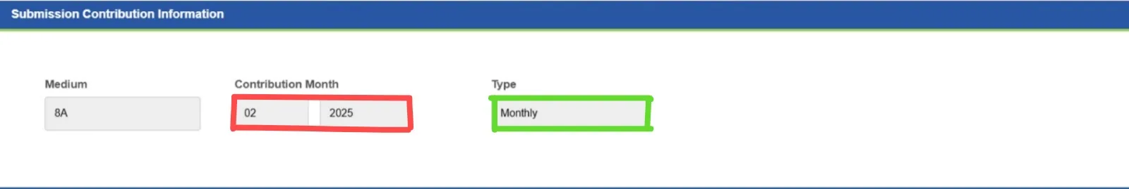 For example 1: The screenshot above shows the current month's contribution.
